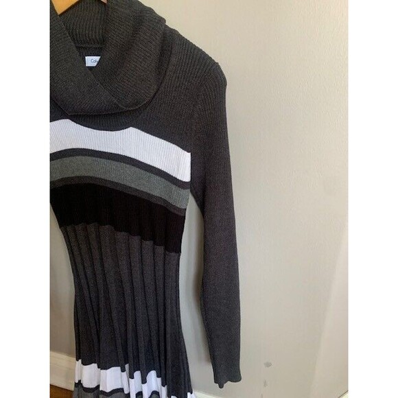 Calvin Klein Sweater Dress Womens Medium Gray Knit Cottage Core Academia - Picture 5 of 11